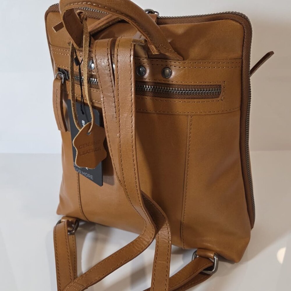NWT Spikes & Sparrow Leather Backpack - Texas - Tan Brown - Picture 4 of 8